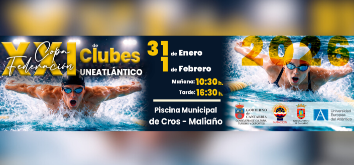 UNEATLANTICO and the Cantabrian Swimming Federation collaborate in the XXI Club Federation Cup