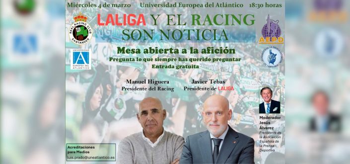 Javier Tebas and Manuel Higuera lead a panel discussion at the European University of the Atlantic