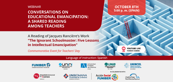 UNEATLANTICO Organizes the “Conversations on Educational Emancipation: A Shared Reading Among Teachers” Webinar